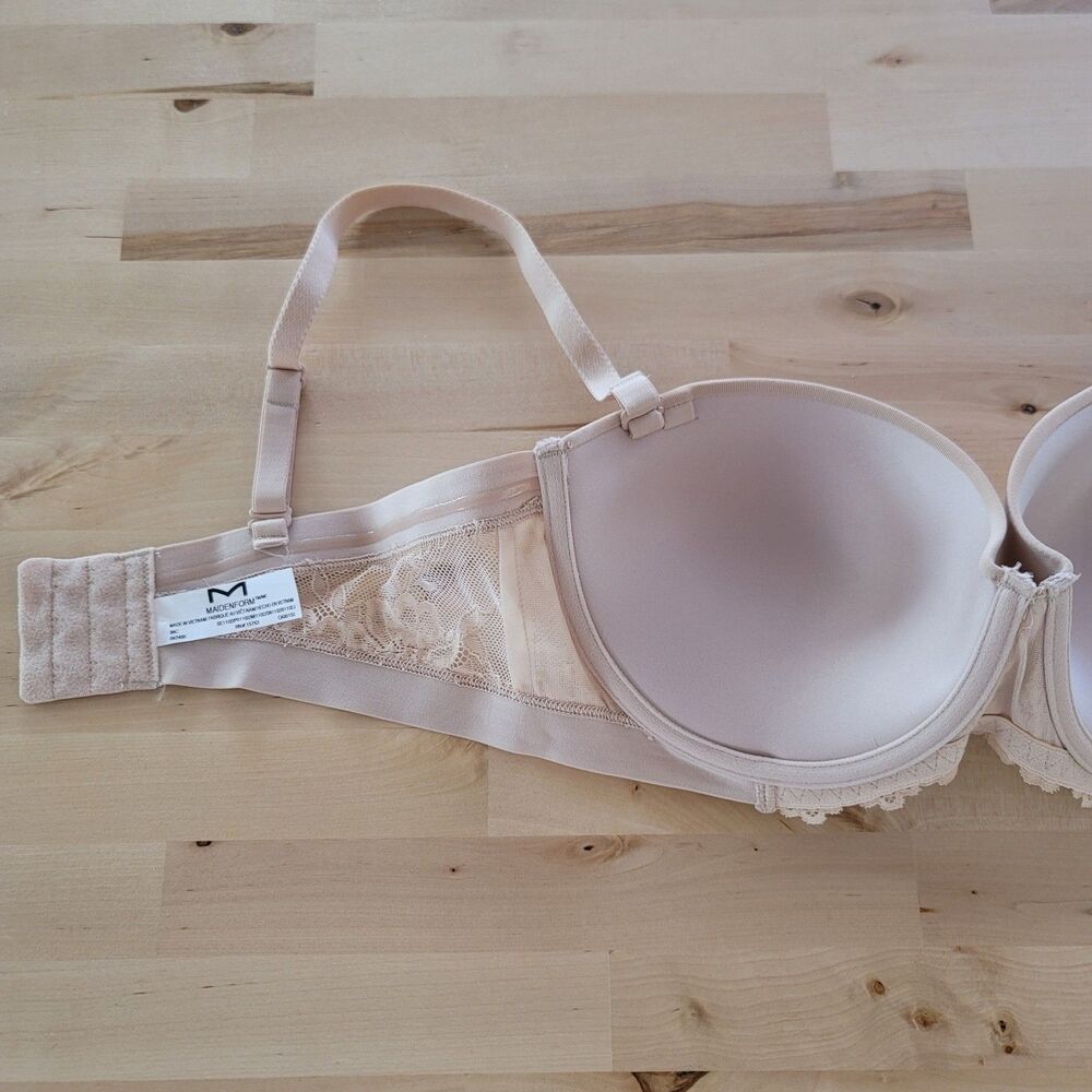 Maidenform Sz 38c Beige Essential Multiway Push Up Bra SE1102 Everyday Comfort - Picture 3 of 7